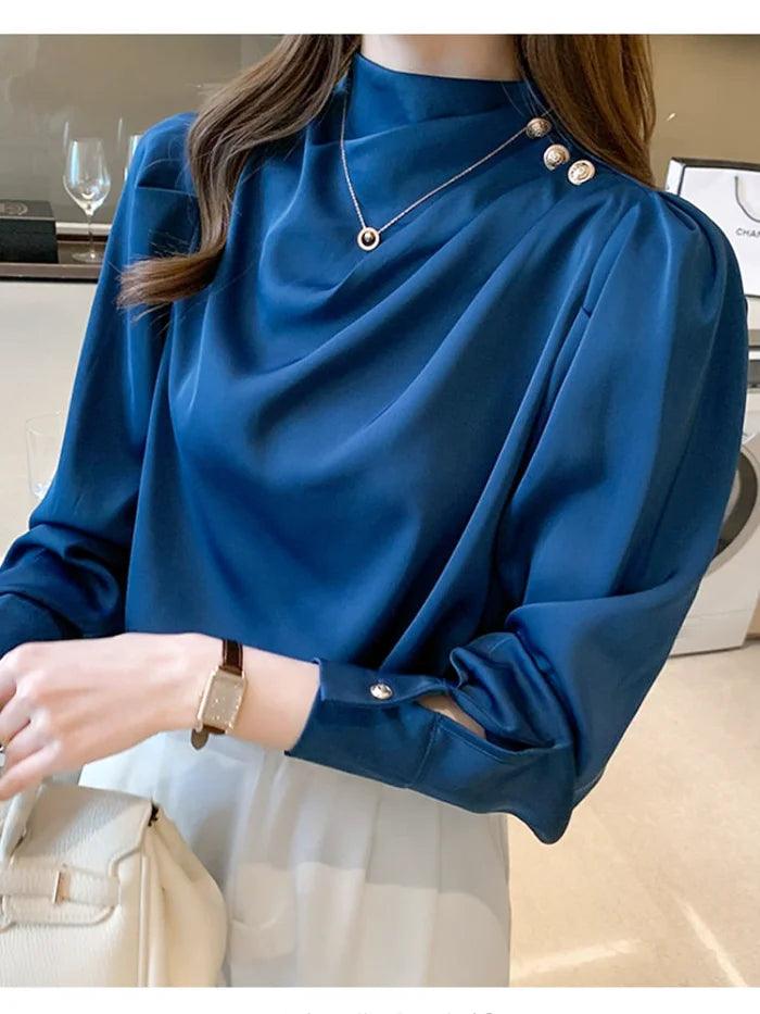 Blue Satin Blouse: The Grandeur Of Sapphire Satin – Miss Satin