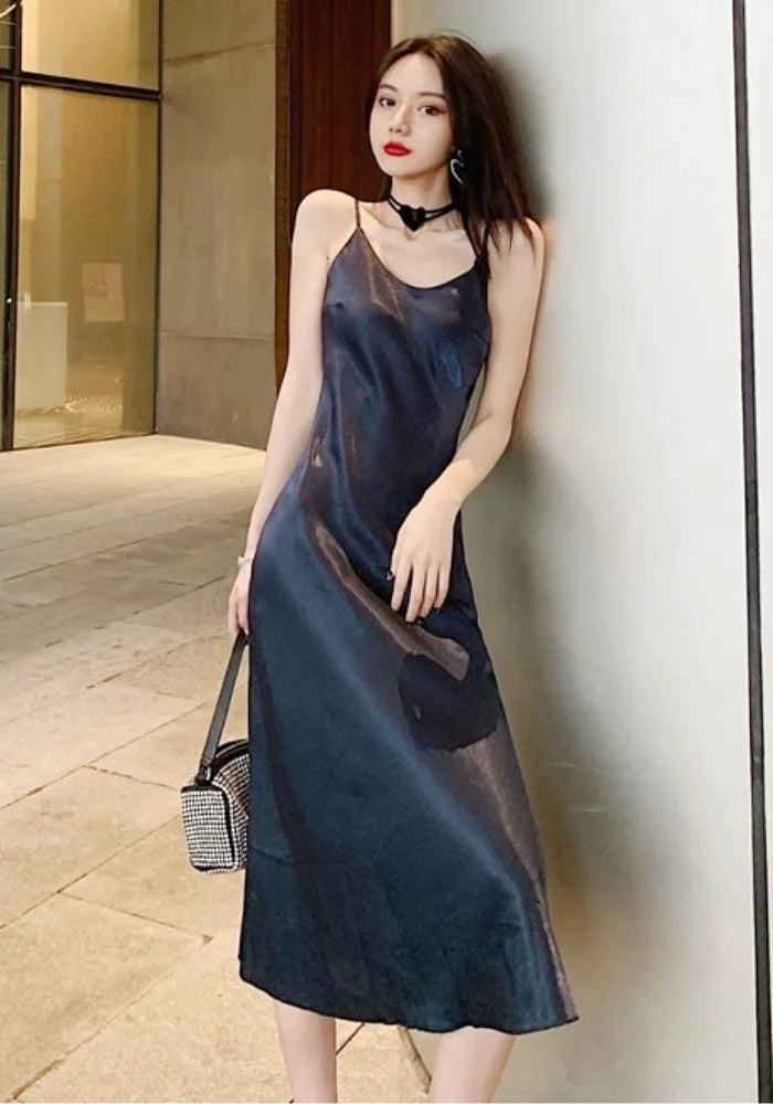 Navy Blue Satin Bridesmaid Dress | Miss Satin Navy Blue Satin Bridesmaid Dress | Miss Satin