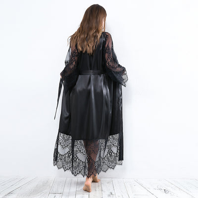 Long Satin Lace Robe