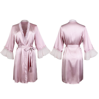 Pink Satin Lace Robe
