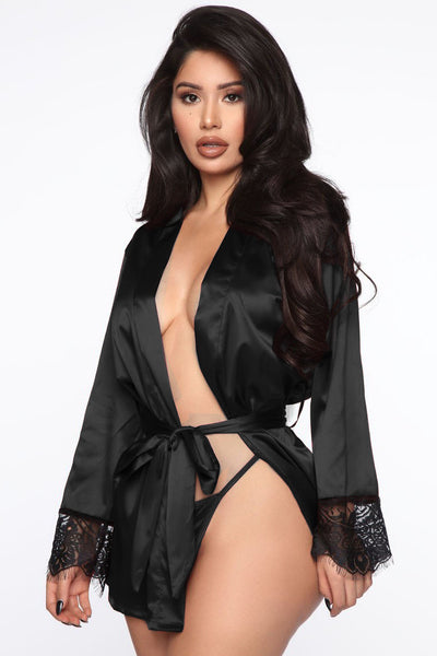 Satin Sheer Lace Robe
