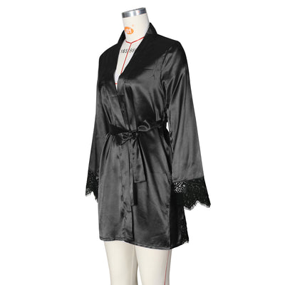 Satin Sheer Lace Robe