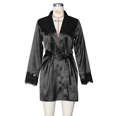 Satin Sheer Lace Robe