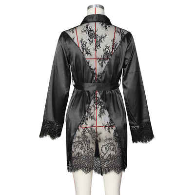 Satin Sheer Lace Robe