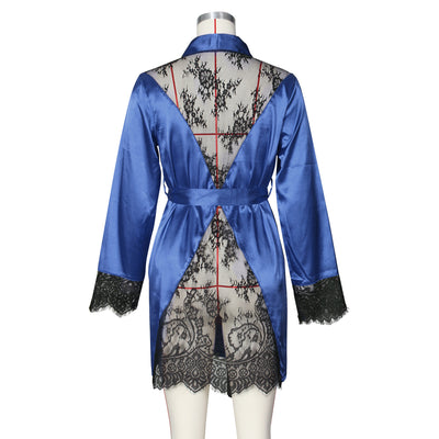 Satin Sheer Lace Robe