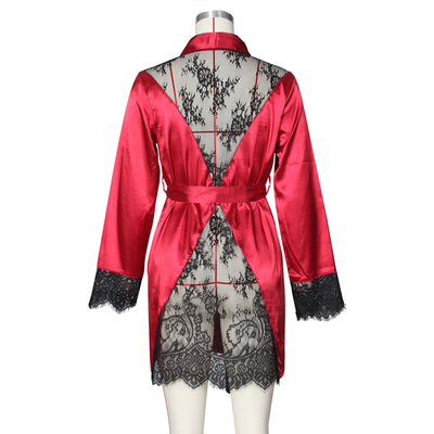 Satin Sheer Lace Robe