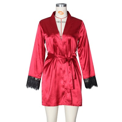 Satin Sheer Lace Robe