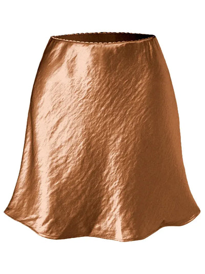 Flared A-Line Mini Satin Skirt