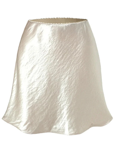 Flared A-Line Mini Satin Skirt