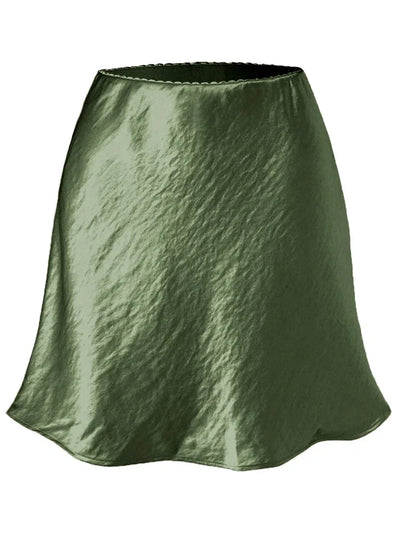 Flared A-Line Mini Satin Skirt