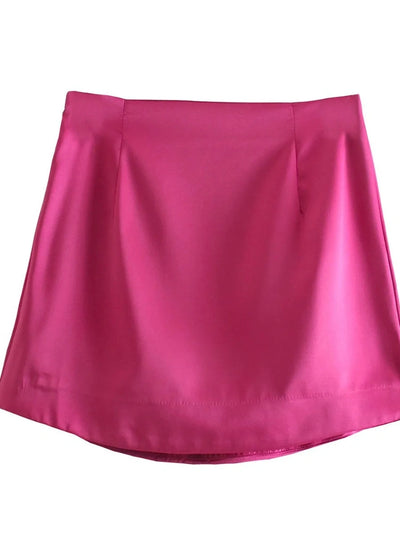 Green High-Waist Mini Satin Skirt