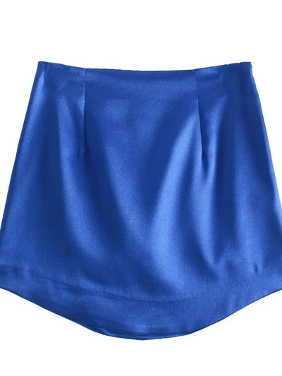 Green High-Waist Mini Satin Skirt