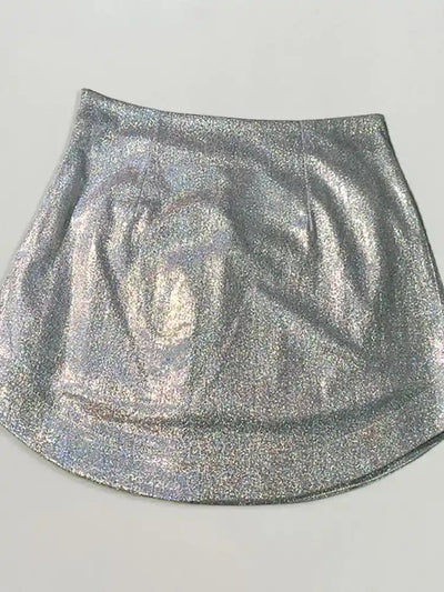 Green High-Waist Mini Satin Skirt