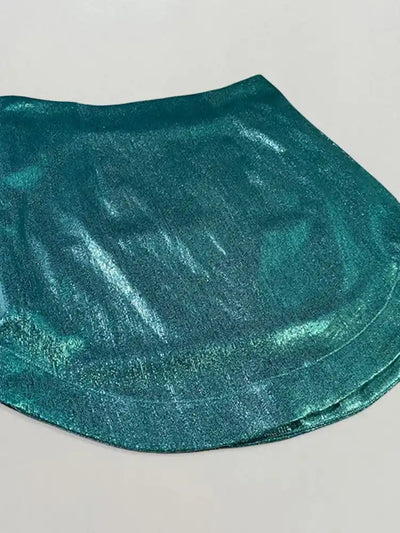 Green High-Waist Mini Satin Skirt