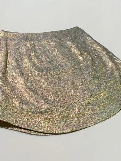 Green High-Waist Mini Satin Skirt