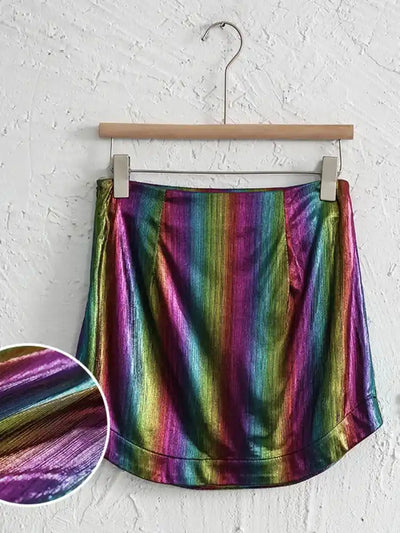 Green High-Waist Mini Satin Skirt