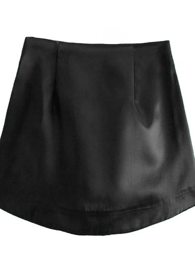 Green High-Waist Mini Satin Skirt