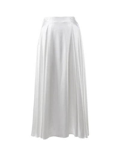 Flared Champagne Midi Satin Skirt