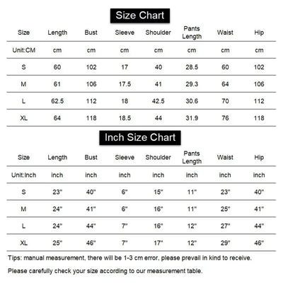 Size chart for pink heart print satin pajama set in sizes S to XL with bust and waist measurements