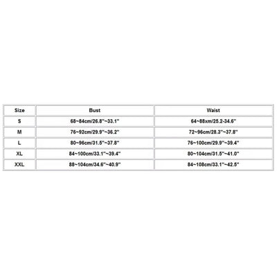 Size chart for blush satin pajama set showing bust and waist measurements S to XXL