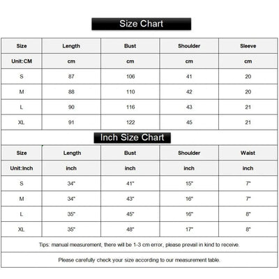 Size chart for pink satin nightgown showing bust, length, shoulder and sleeve in centimeters and inches