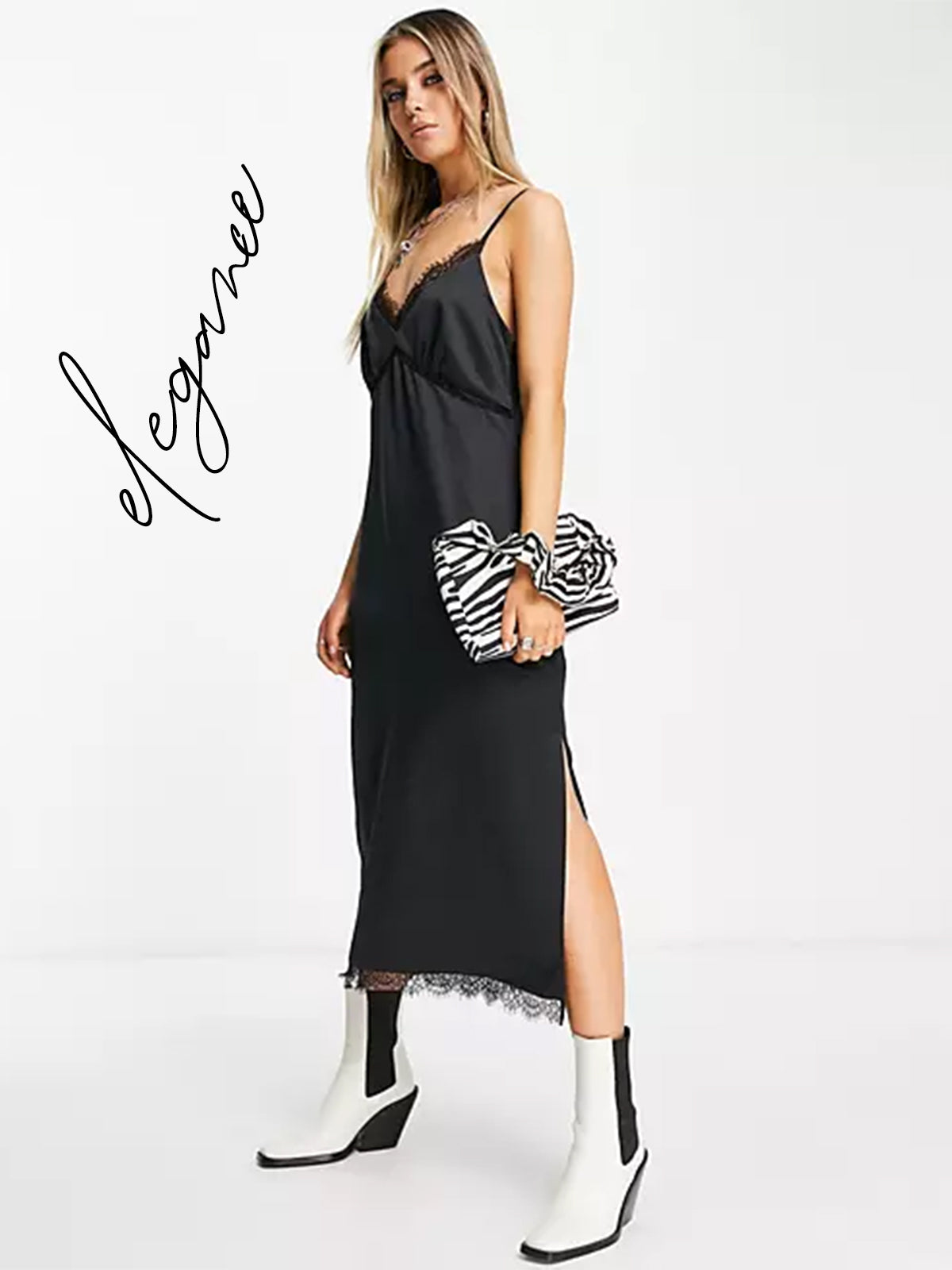black satin dress