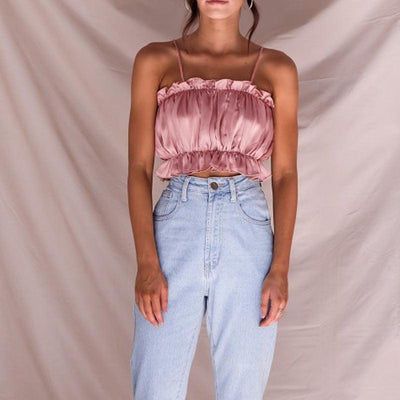 Satin Ruched Cami Top - Miss Satin