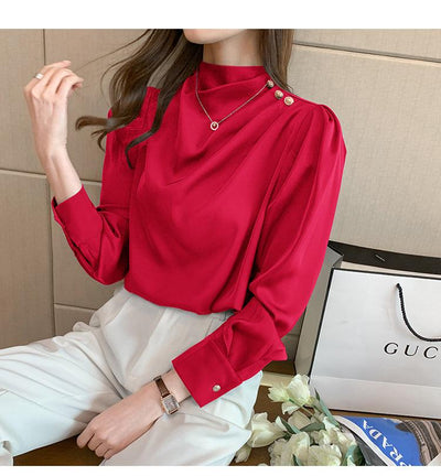 Red Satin Blouse - Miss Satin