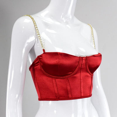 Red Satin Corset Top - Miss Satin