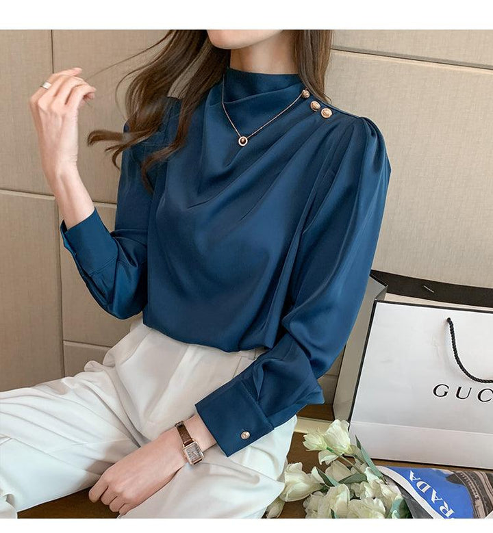 Blue Satin Blouse - Miss Satin