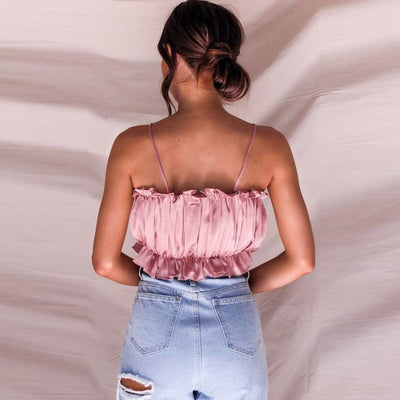 Satin Ruched Cami Top - Miss Satin