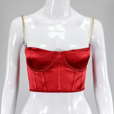 Red Satin Corset Top - Miss Satin