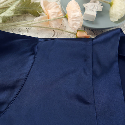 Navy Blue Satin Kimono Robe