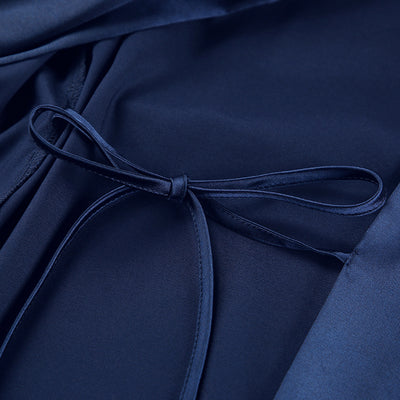 Navy Blue Satin Kimono Robe