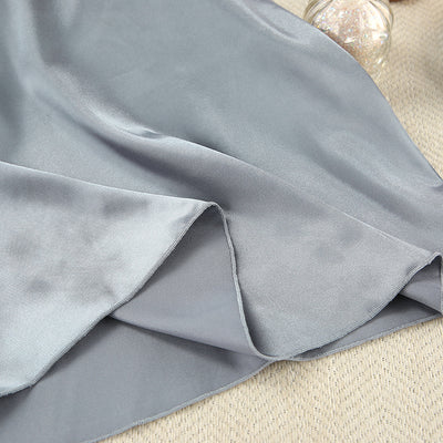 Gray Satin Nightgown and Robe Set