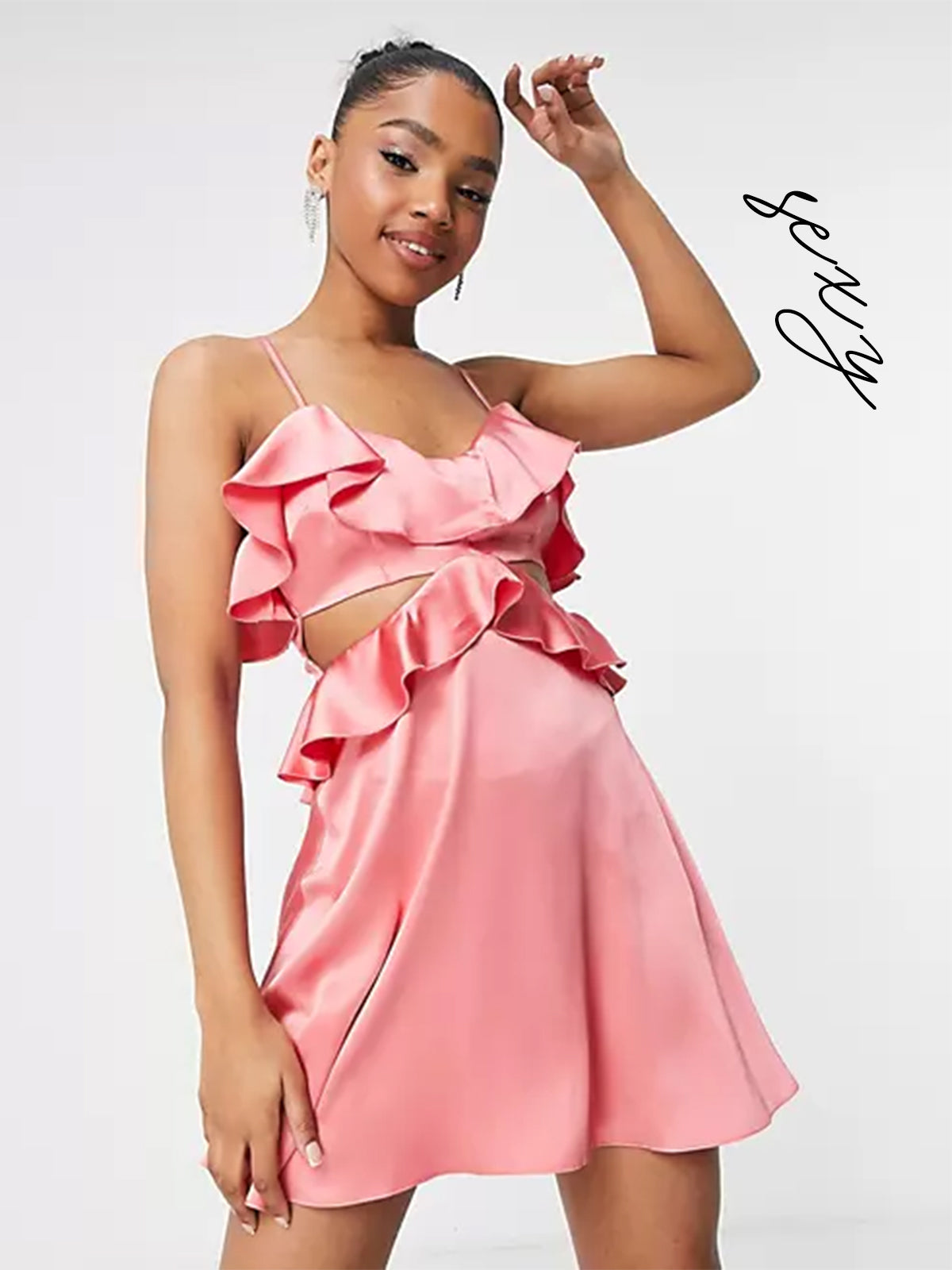pink satin dress