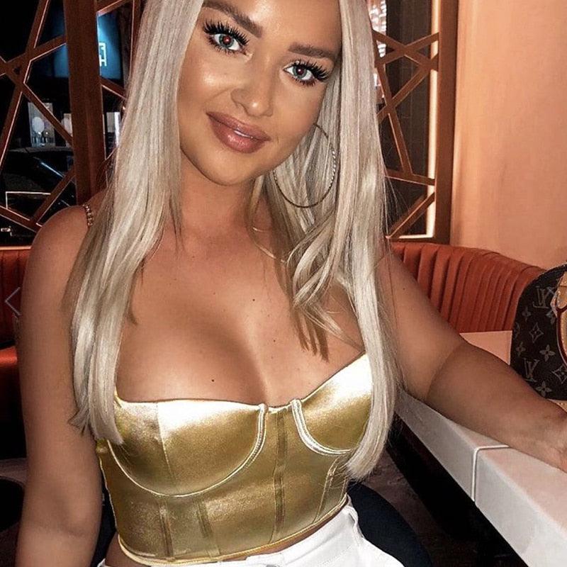 Gold Satin Corset Top - Miss Satin