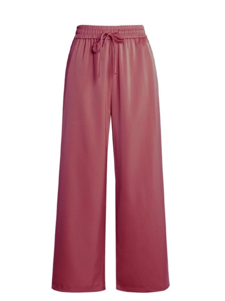 Red Satin Flare Pants