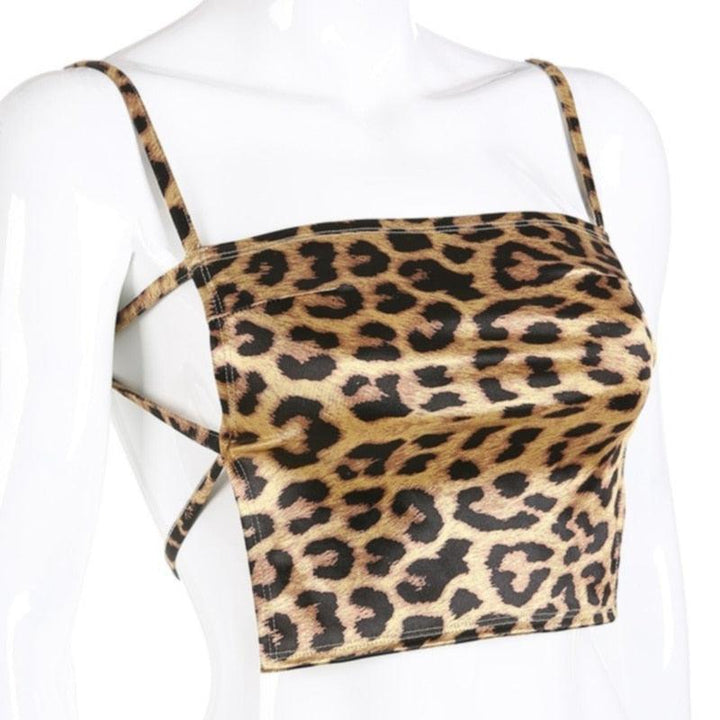 Leopard Satin Cami Crop Top  - Miss Satin