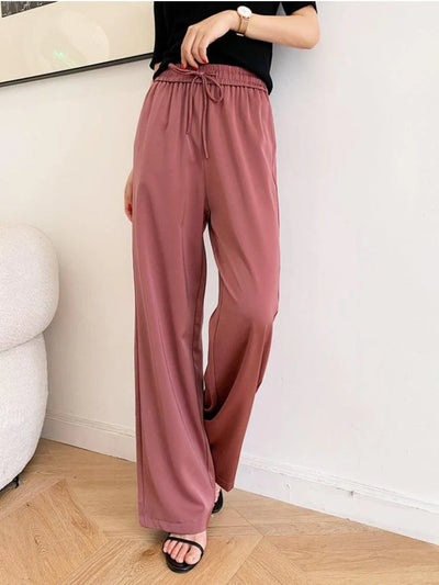 Red Satin Flare Pants