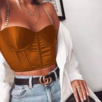 Brown Corset Top Satin - Miss Satin
