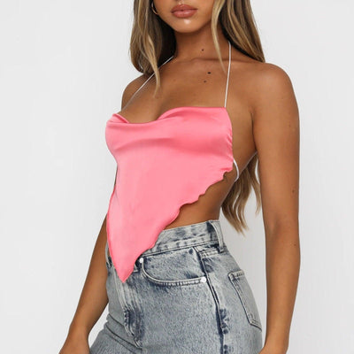 Pink Satin Crop Top - Miss Satin