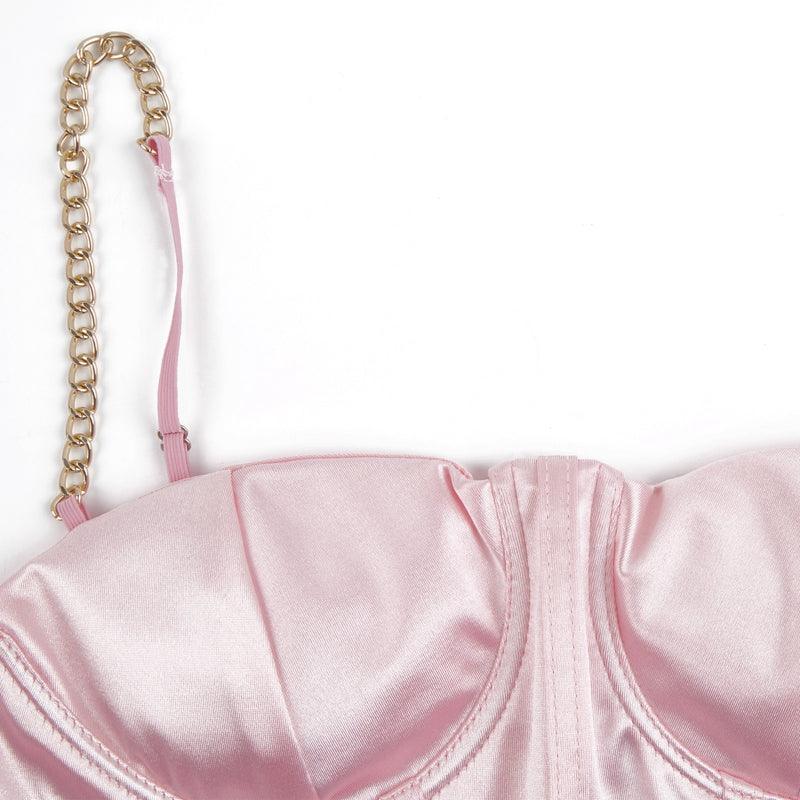 Pink Satin Corset Top - Miss Satin