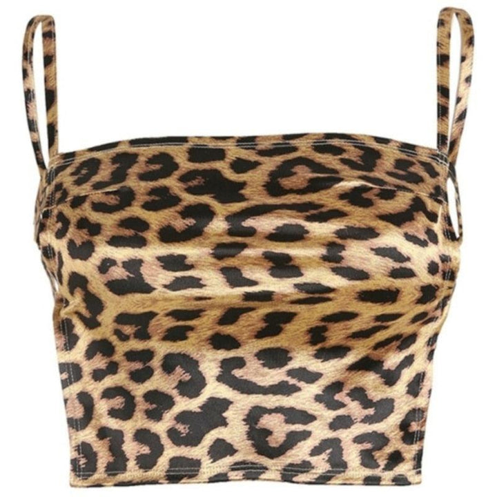 Leopard Satin Cami Crop Top  - Miss Satin