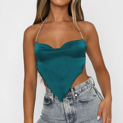 Emerald Green Satin Crop Top  - Miss Satin