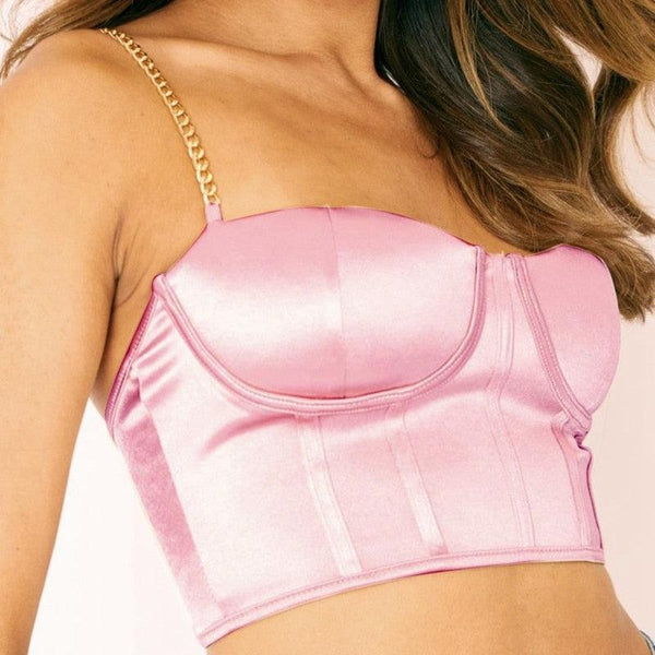 Women's Bustier Tops Spaghetti Strap Sexy Backless Camisole Crop Tops,Hot  Pink (00 US) at  Women's Clothing store