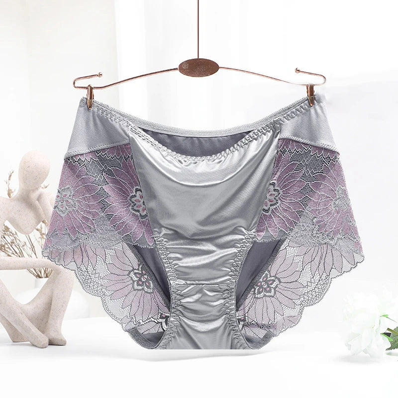 Satin Panties with Lace Trim