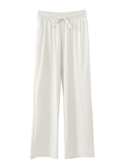 White Satin Flare Pants - Miss Satin