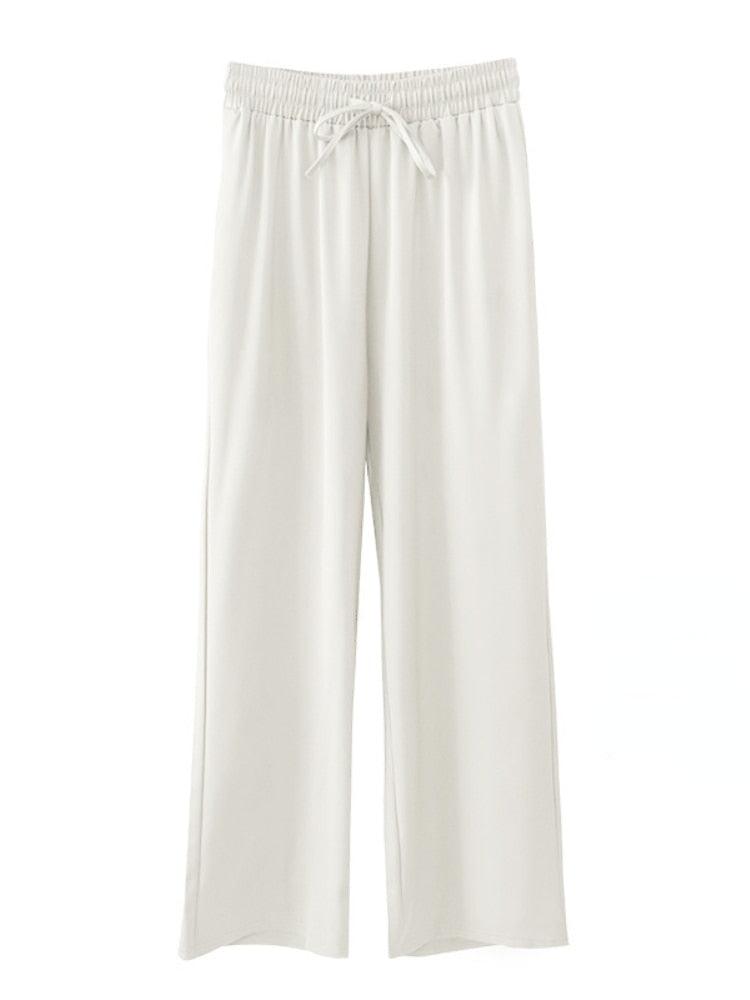 White Satin Flare Pants - Miss Satin