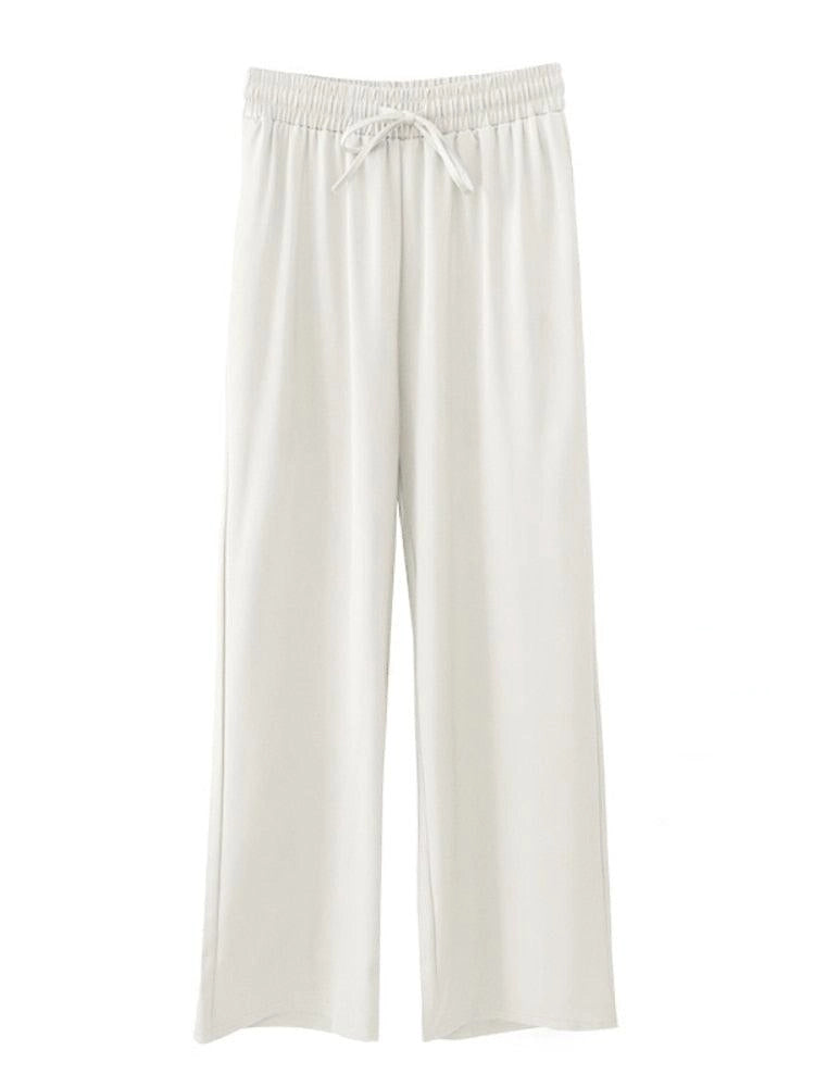 White Satin Flare Pants